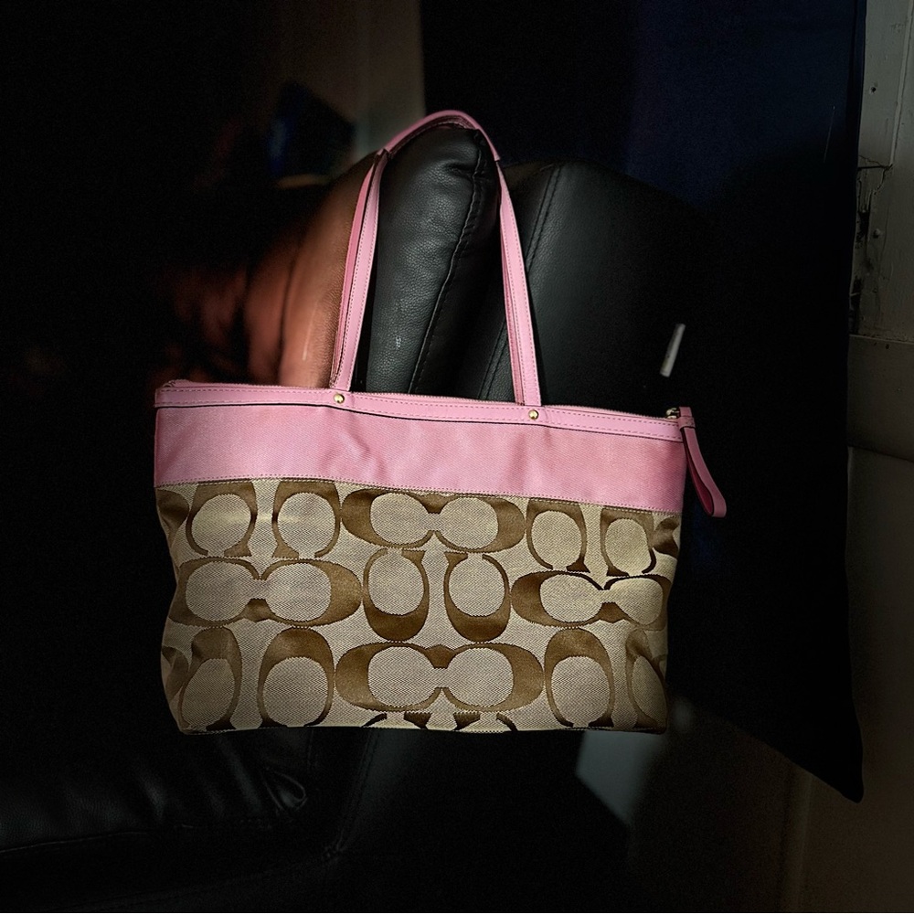 Pink and Brown Tote Bag